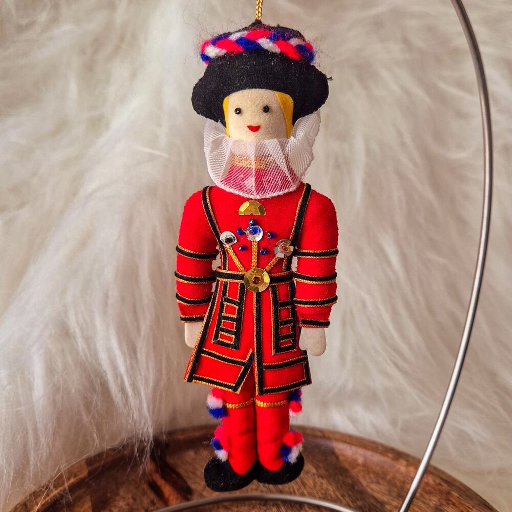 Vintage St Nicholas Beefeater Yeoman Warder Felt Christmas Ornament UK 6"w